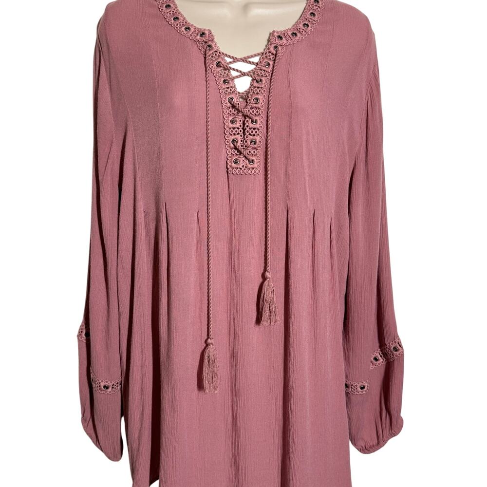 Style & Co Rose Colored Long Sleeve Tunic, Women's Size L, EUC